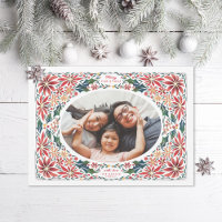 Delicy Poinsettia Oval Frame Photo
