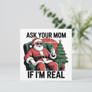 Cartes Pour Fêtes Annuelles Demande à ta mère Funny Santa Snarky Rétro Noël
