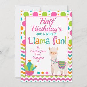 Cartes Pour Fêtes Annuelles Demi-anniversaire complet de Llama