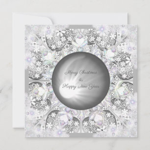 Cartes Pour Fêtes Annuelles Dentelle céramique grise et flocon de neige