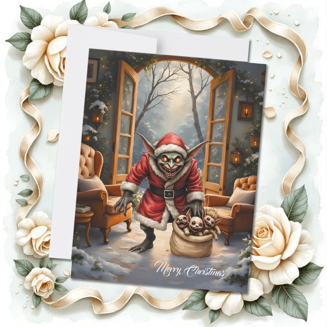 Cartes Pour Fêtes Annuelles Déplaisant Noël Goblin - Imaginaire sombre Evil Pè (Créateur téléchargé)