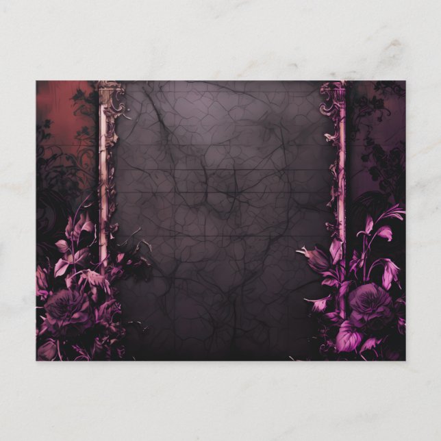 Cartes Pour Fêtes Annuelles Déplaisant Noir Nuit Gothique Violet Rose Hallowee (Devant)