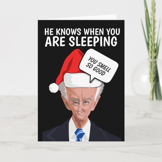 CARTES POUR FÊTES ANNUELLES DÉPLAISANTE JOE BIDEN SNIFF CHRISTMAS GREETING CAR (Devant)