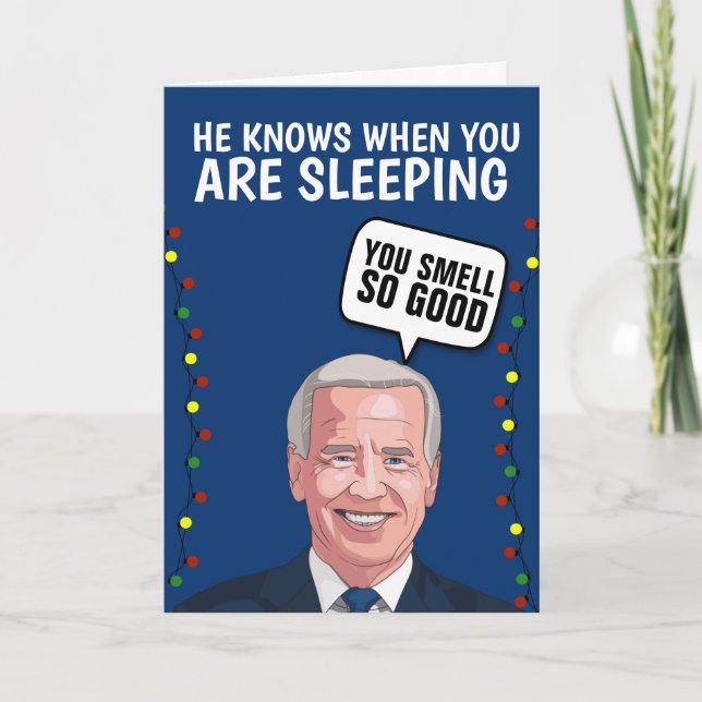 CARTES POUR FÊTES ANNUELLES DÉPLAISANTE JOE BIDEN SNIFF CHRISTMAS GREETING CAR (Devant)
