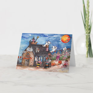 Cartes Pour Fêtes Annuelles Des bonbons ou un sort de porcs de Halloween,