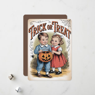 Cartes Pour Fêtes Annuelles "Des bonbons ou un sort" Enfants vintage Halloween