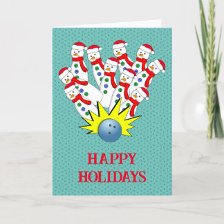 Cartes Pour Fêtes Annuelles Des bonshommes de neige de bowling de Noël... En p