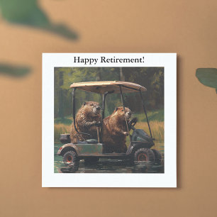 Cartes Pour Fêtes Annuelles Des castors dans une voiturette de golf, personnal