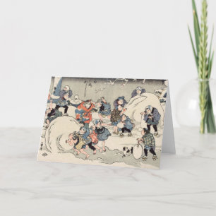Cartes Pour Fêtes Annuelles Des Enfants Chinois Font Des Snowballs