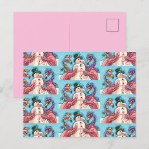 CARTES POUR FÊTES ANNUELLES DES FLAMANTS ROSES ROSES FABRIQUENT DE LA NEIGE, D