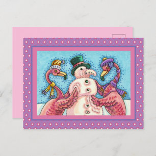 CARTES POUR FÊTES ANNUELLES DES FLAMANTS ROSES ROSES FABRIQUENT DE LA NEIGE, D