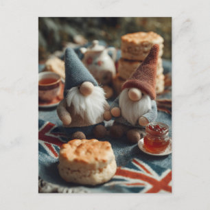 Cartes Pour Fêtes Annuelles Des Gnomes Patriotiques Appréciant Le Thé Anglais