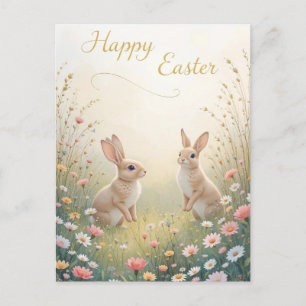 Cartes Pour Fêtes Annuelles Des lapins de printemps rustiques heureux Pâques
