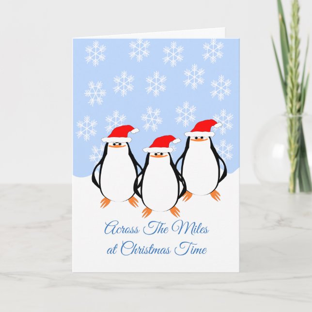 Cartes Pour Fêtes Annuelles Des Pingouins De L'Autre Côté Des Miles Noël (Devant)