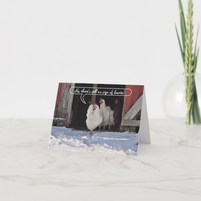 Cartes Pour Fêtes Annuelles Des poules en attente de Noël à Père Noël (Devant)