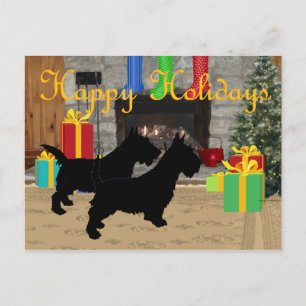 Cartes Pour Fêtes Annuelles Des scotties de Noël au coin du feu
