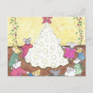 Cartes Pour Fêtes Annuelles Des souris autour d'un arbre de Noël au fromage