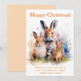 Cartes Pour Fêtes Annuelles Des voeux de Noël pleins d'espoir avec Bunny Cheer