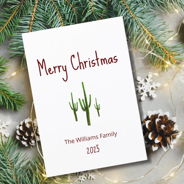 Cartes Pour Fêtes Annuelles Désert de Noël Sud-Ouest Saguaro Cactus (Créateur téléchargé)