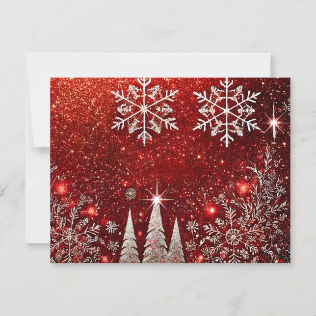 Cartes Pour Fêtes Annuelles Design d'arbre de Noël rouge et blanc (Devant)