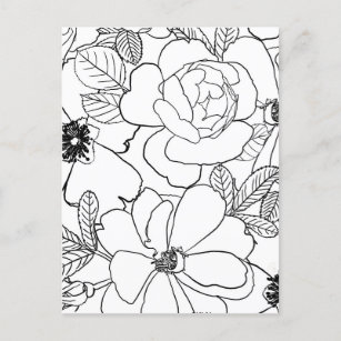 Cartes Pour Fêtes Annuelles Design de dessin élégant Rose Floral Line