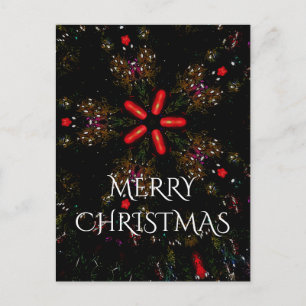 Cartes Pour Fêtes Annuelles Design de fleurs kaléidoscopiques rouge noir et bl