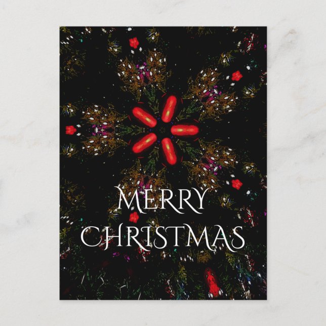 Cartes Pour Fêtes Annuelles Design de fleurs kaléidoscopiques rouge noir et bl (Devant)