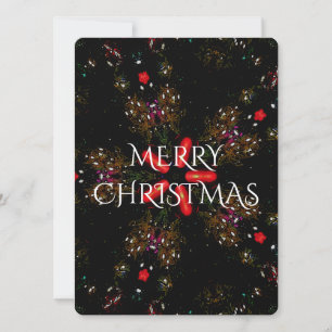 Cartes Pour Fêtes Annuelles Design de fleurs kaléidoscopiques rouge noir et bl