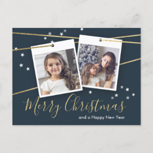 Cartes Pour Fêtes Annuelles Design de Noël géométrique Deux photos