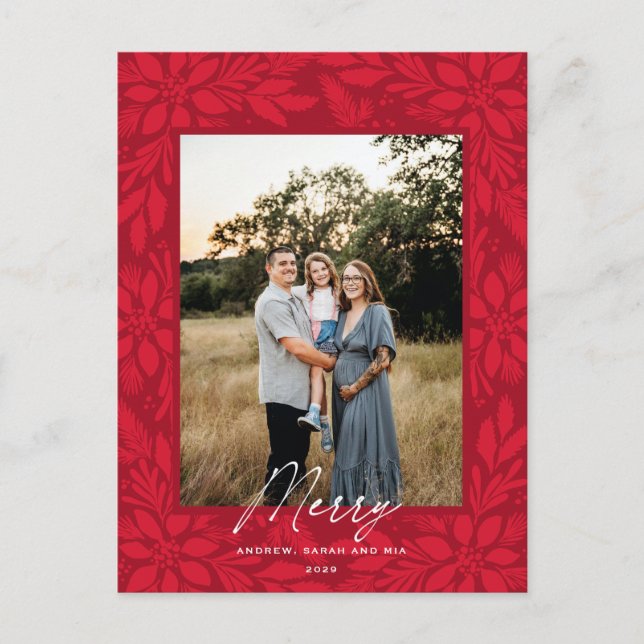 Cartes Pour Fêtes Annuelles Design de Noël Rouge Poinsettia (Devant)