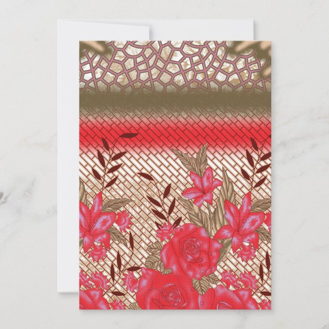 Cartes Pour Fêtes Annuelles Design de tissu complexe avec motifs floraux (Devant)