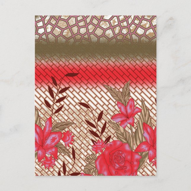 Cartes Pour Fêtes Annuelles Design de tissu complexe avec motifs floraux (Devant)
