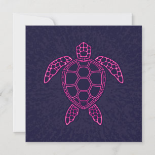 Cartes Pour Fêtes Annuelles Design de tortue marine rose chaud