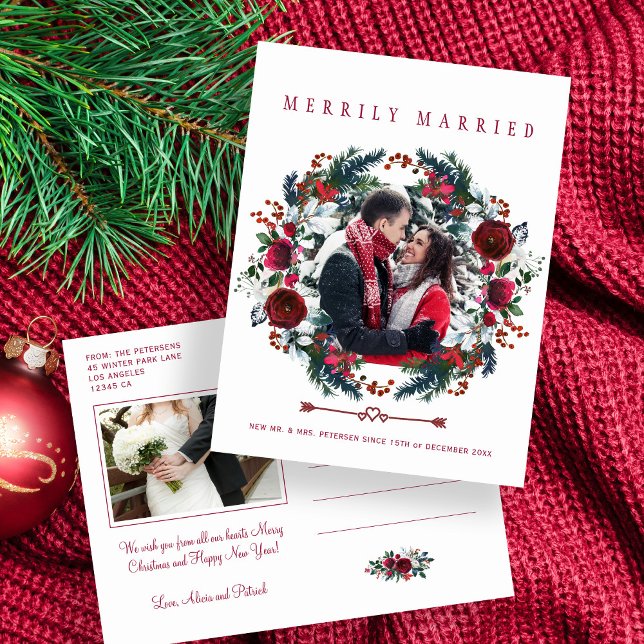 Cartes Pour Fêtes Annuelles Design élégant jeune mariés couple photo de Noël (Créateur téléchargé)