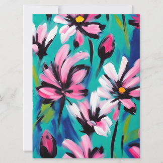Cartes Pour Fêtes Annuelles Design floral bleu et rose