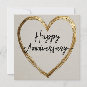Cartes Pour Fêtes Annuelles Design "Happy Anniversary" avec Gold Heart