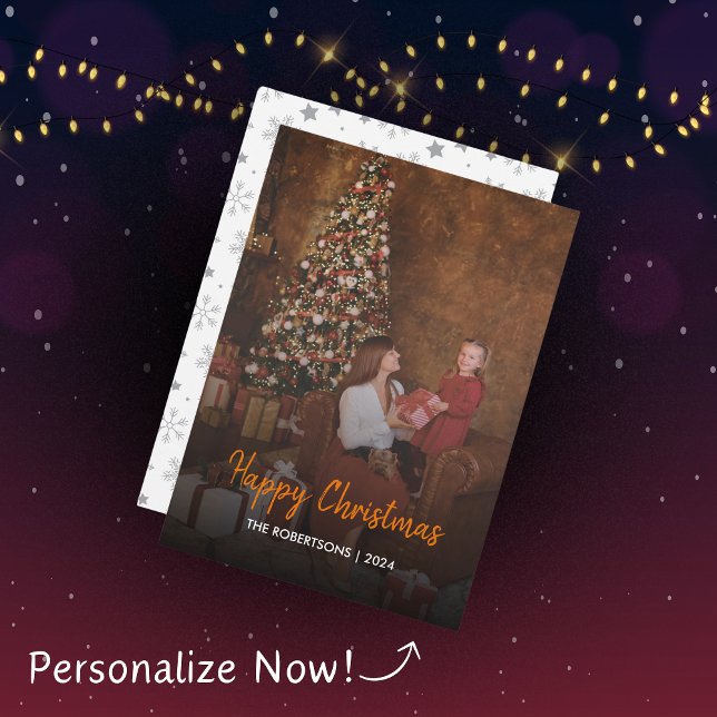 Cartes Pour Fêtes Annuelles Design moderne Script de Noël Photo de famille (Créateur téléchargé)