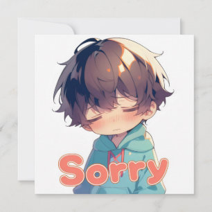 Cartes Pour Fêtes Annuelles Désolé Garçon Anime Visage Triste