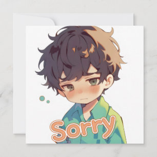 Cartes Pour Fêtes Annuelles Désolé Mignon Garçon Triste Anime