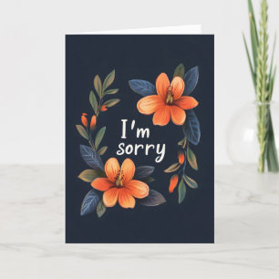 Cartes Pour Fêtes Annuelles Désolé Orange Flowers Navy Blue