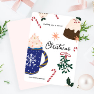 Cartes Pour Fêtes Annuelles Desserts sucrés Illustré Nourriture de Noël