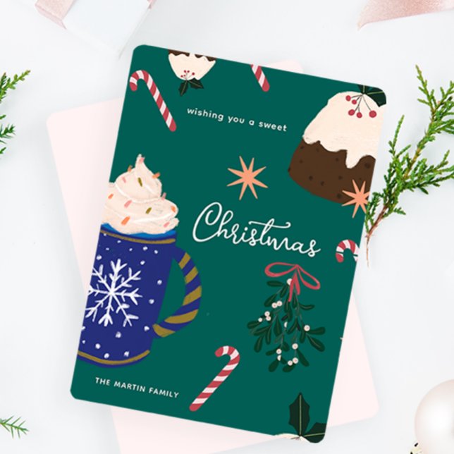 Cartes Pour Fêtes Annuelles Desserts sucrés Illustré Nourriture de Noël (Créateur téléchargé)