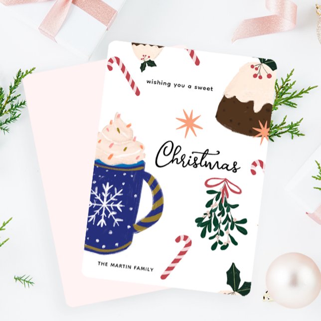 Cartes Pour Fêtes Annuelles Desserts sucrés Illustré Nourriture de Noël (Créateur téléchargé)