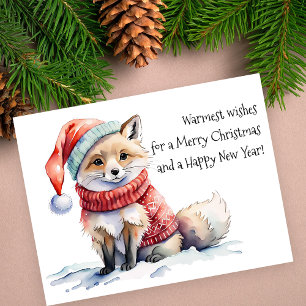 Cartes Pour Fêtes Annuelles Dessin à l'aquarelle Renard de la forêt Sweater Ro