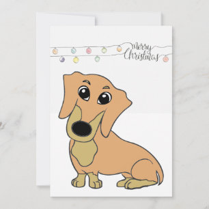 Cartes Pour Fêtes Annuelles dessin animé dachshund fauve et noir