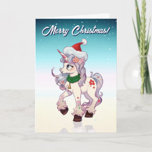Cartes Pour Fêtes Annuelles Dessin animé de Christmas Unicorn