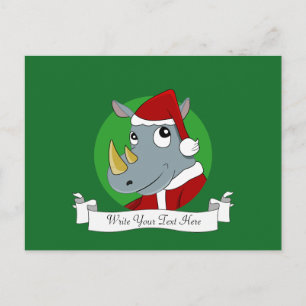 Cartes Pour Fêtes Annuelles dessin animé de rhinocéros de Noël