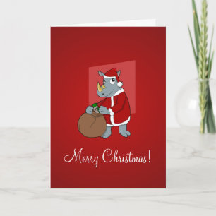 Cartes Pour Fêtes Annuelles dessin animé de rhinocéros de Noël