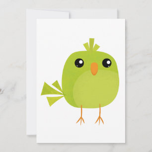 Cartes Pour Fêtes Annuelles Dessin animé d'oiseau vert mignon