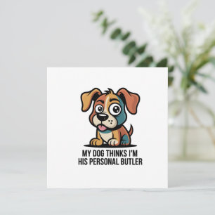 Cartes Pour Fêtes Annuelles Dessin animé drôle de chien et de majordome citati